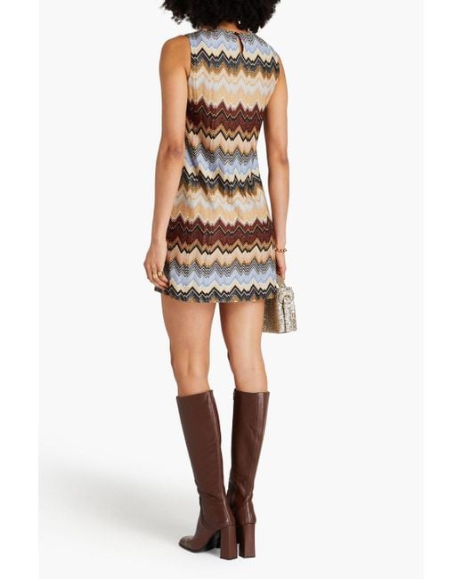 Missoni Brown Metallic Crochet-knit Mini Dress