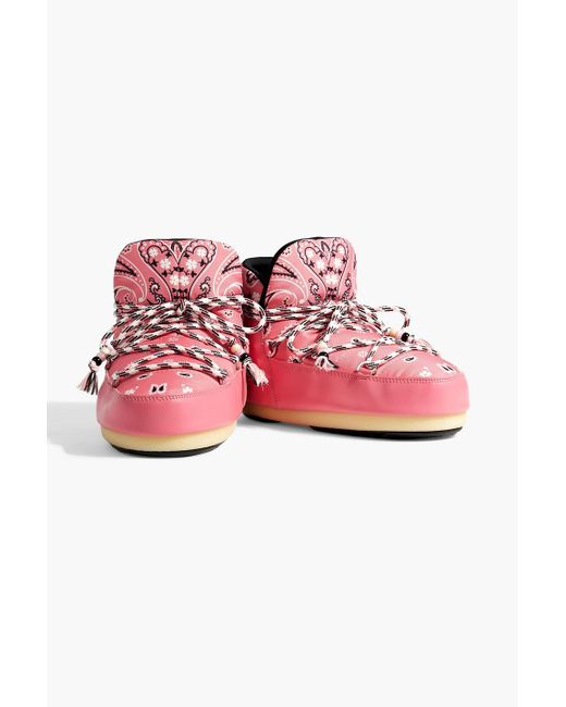 Alanui Pink Paisley-print Shell And Faux Leather Snow Boots