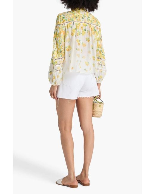 Farm Rio Yellow Oberteil aus baumwolle mit floralem print und biesen