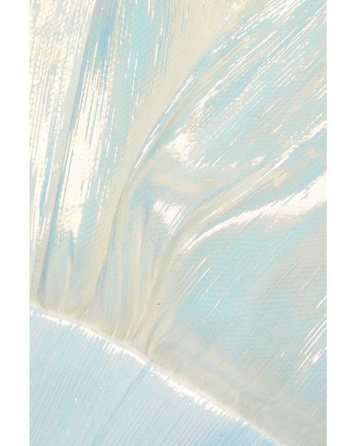 Christopher John Rogers Blue Cropped Iridescent Textured Organza Top
