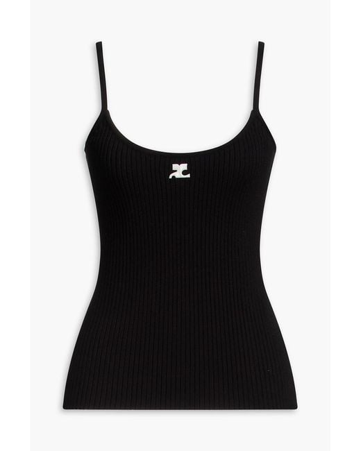 Courreges Black Ribbed-Knit Tank