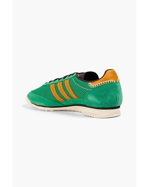 Adidas Originals Green Sl 72 Suede And Mesh Sneakers for men