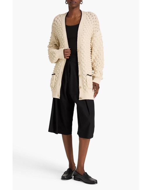 FRAME Natural The Bauble Textured-knit Cotton Cardigan