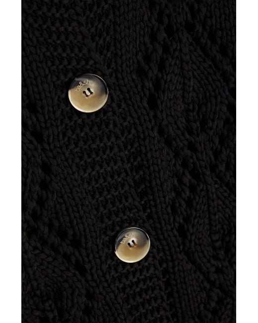 Ba&sh Black Cable-knit Cotton Cardigan