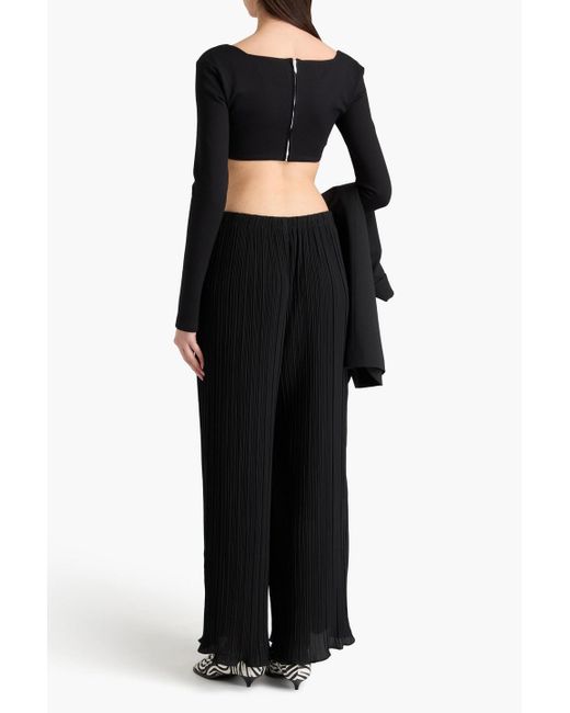 By Malene Birger Black Darja Plissé-crepe Wide Leg Pants