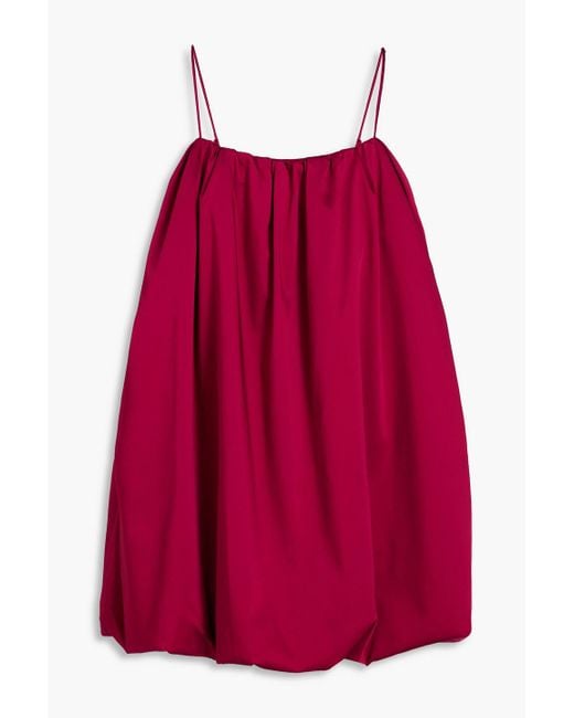 Jonathan Simkhai Red Gathe Satin-twill Mini Dress