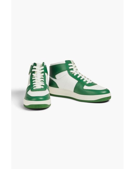 Sandro Green Two-tone Leather High-top Sneakers for men