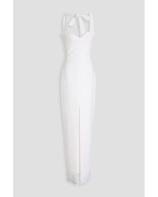 Rasario White Crepe Halterneck Maxi Dress