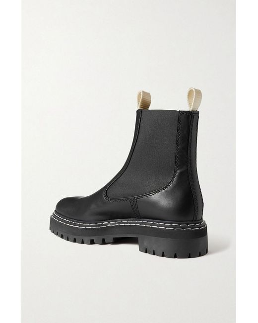 Proenza Schouler Black Topstitched Leather Chelsea Boots