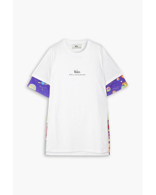 Stella McCartney Blue The Beatles Get Back Oversized Layered Printed Cotton-jersey T-shirt