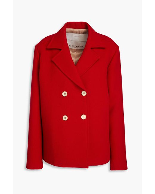 Giuliva Heritage Red Agata Double-breasted Wool-canvas Jacket