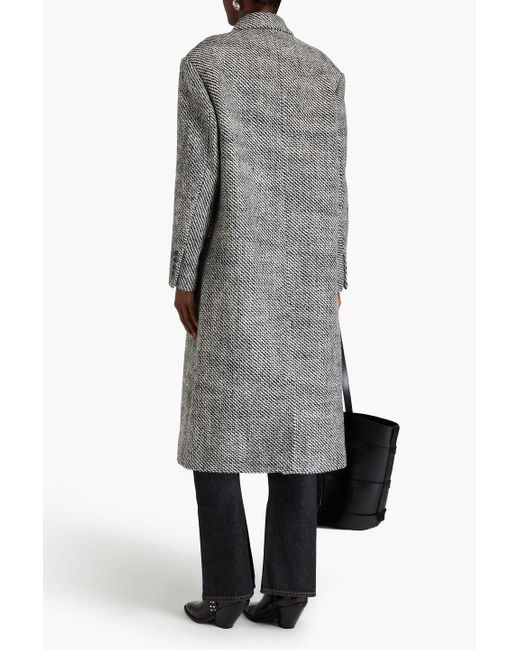 Isabel Marant Gray Lojimiko Double-breasted Brushed Wool Coat