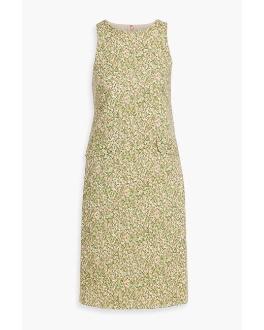 Mikael Aghal Green Floral-Print Cotton Dress