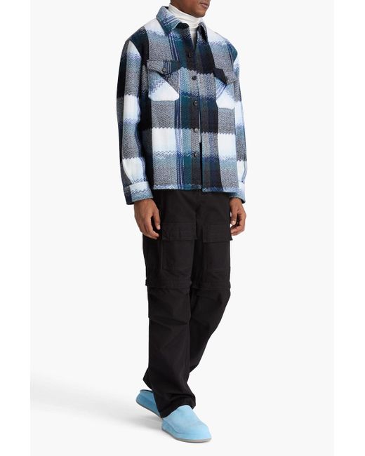 Missoni Blue Checked Wool Overshirt for men