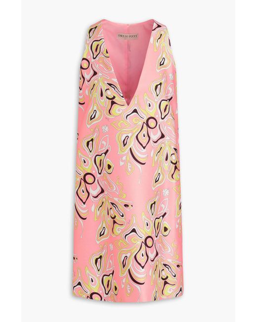 Emilio Pucci Pink Printed Cotton And Silk-blend Mini Dress
