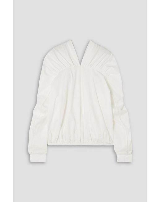 DIOTIMA White Braceback Embroidered Cotton-poplin Blouse