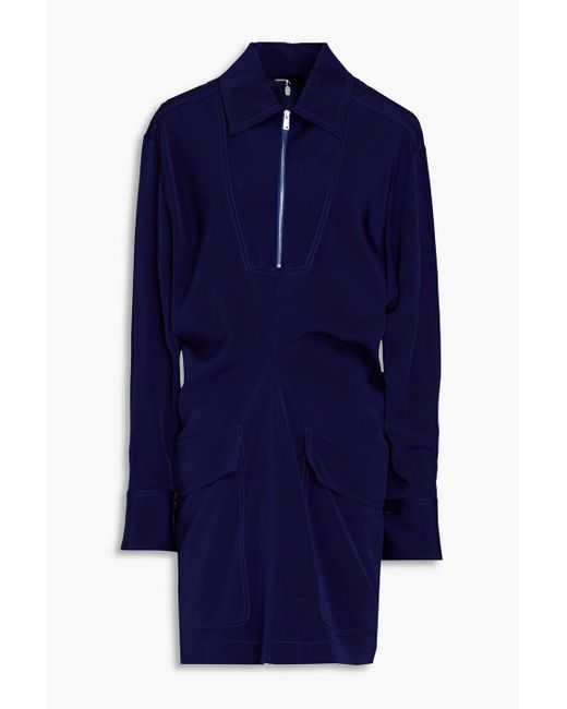 Victoria Beckham Blue Draped Satin-crepe Mini Dress