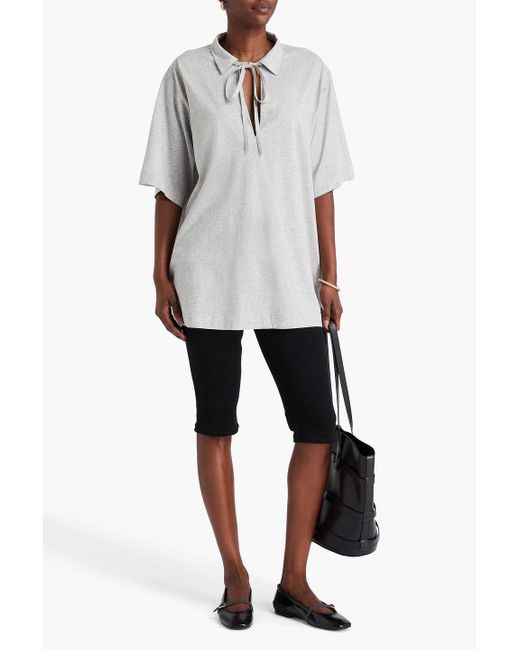 Totême Gray Tie-detailed Cotton-jersey Top