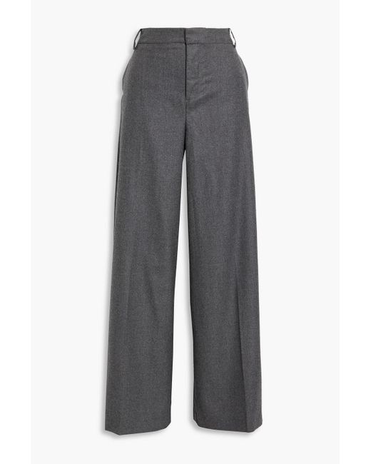 Tibi Gray Wool-flannel Wide-leg Pants