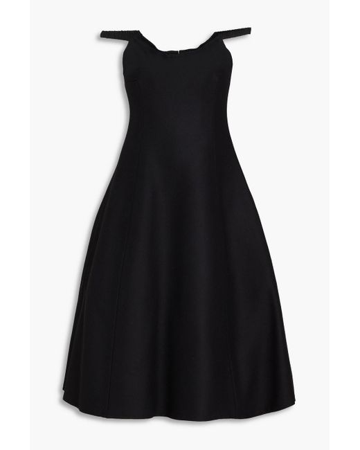 Khaite Black Uma Off-the-shoulder Wool-blend Felt Midi Dress