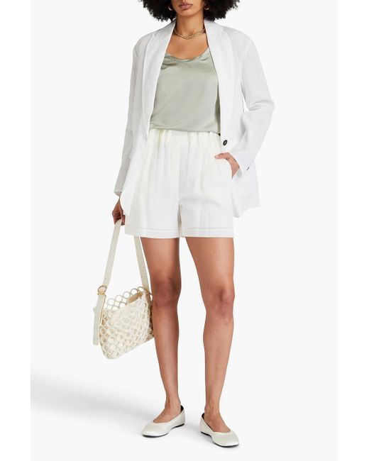 Brunello Cucinelli White Pleated Cotton-organdie Shorts