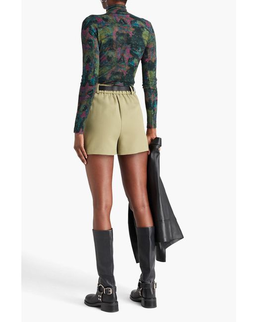 Autumn Cashmere Green Rollkragenoberteil aus kaschmir mit print