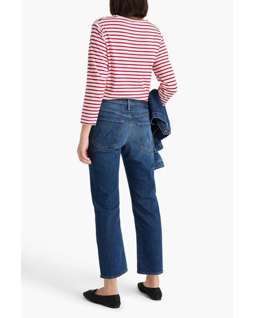 Mother Blue Ditcher High-Rise Straight-Leg Jeans
