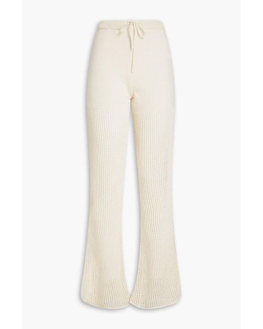 Nanushka White Kaela Crochet-knit Cotton-blend Flared Pants