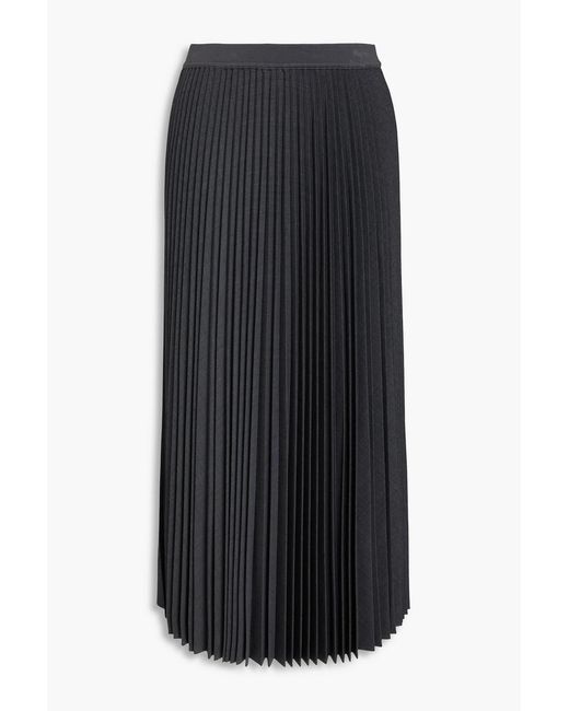 Theory Black Pleated Poplin Midi Skirt