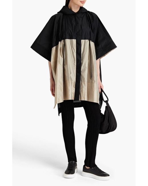 Gentry Portofino Black Oversized Two-tone Shell Hooded Raincoat