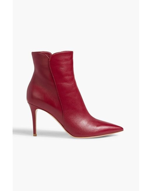 Gianvito Rossi Red Levy 85 Leather Ankle Boots