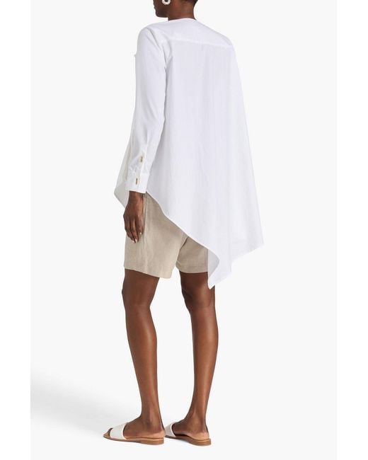 Palmer//Harding White Cotton-blend Poplin Wrap Top