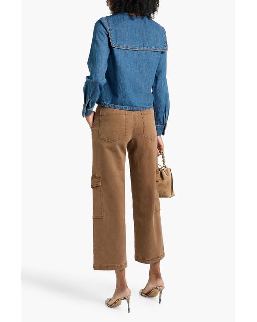 FRAME Brown The Station Cropped Twill Cargo Pants