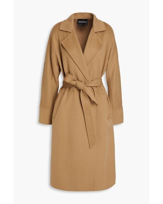 Emporio Armani Natural Belted Cashmere-felt Coat