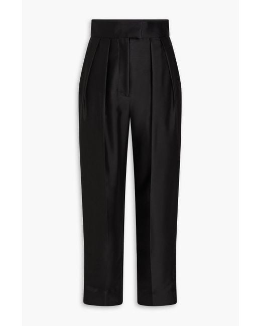 Zimmermann Black Wool And Silk-blend Tapered Pants