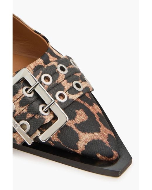 Ganni Multicolor Leopard-print Slingback Flats