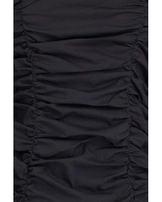ROTATE BIRGER CHRISTENSEN Black Schulterfreies minikleid aus popeline aus einer baumwollmischung mit rüschen
