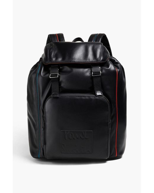 Paul Smith Black Embossed Leather Backpack for men
