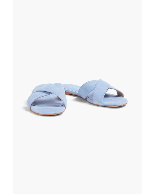 Stuart Weitzman Blue Roza Suede Sandals