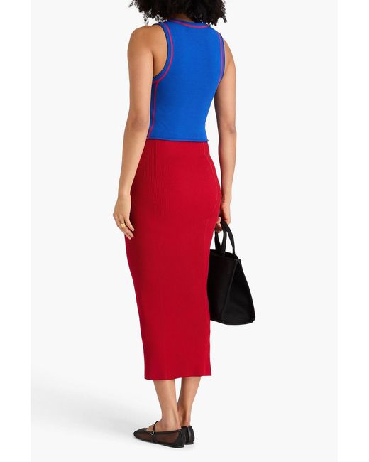 Tory Burch Blue Cropped Knitted Tank