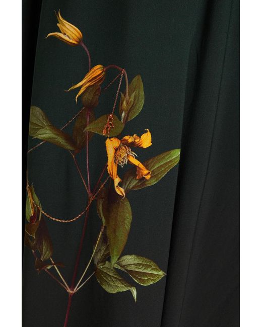 Victoria Beckham Black Floral-print Crepe Halterneck Midi Dress