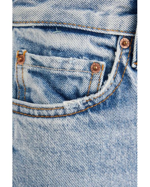 GRLFRND Blue Janise halbhohe jeans mit schmalem bein in ausgewaschener optik