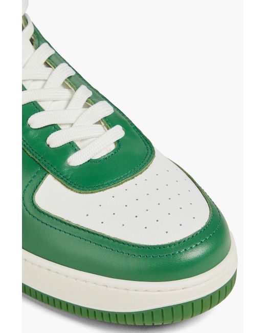 Sandro Green Two-tone Leather High-top Sneakers for men
