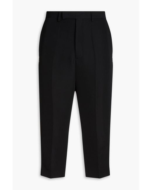Rick Owens Black Astaires Cropped Wool And Silk-blend Pants for men