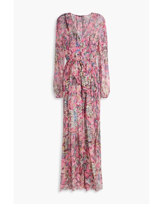 Veronica Beard Elvita Gathered Silk-chiffon Maxi Dress