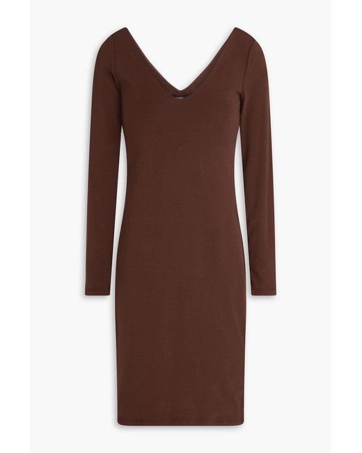 James Perse Brown Lotus Cotton-Blend Jersey Mini Dress