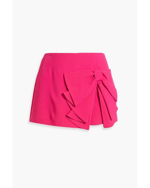 RED Valentino Pink Skirt-Effect Bow-Detailed Crepe Shorts