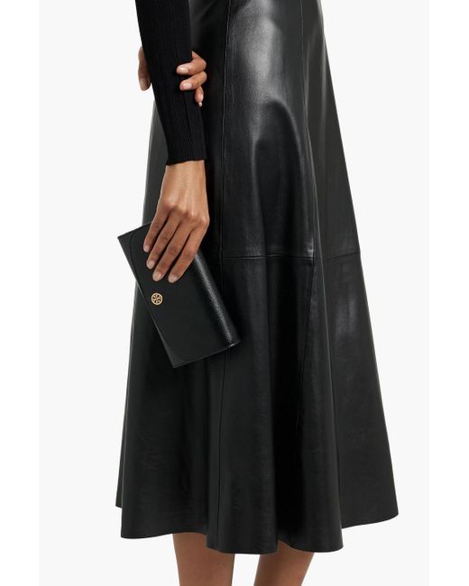 Tory Burch Black Robinson Textured-Leather Wallet