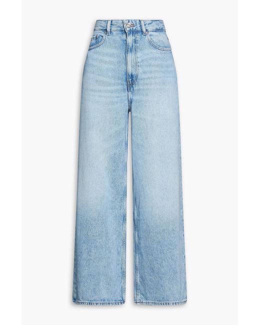 Ganni Blue High-rise Wide-leg Jeans