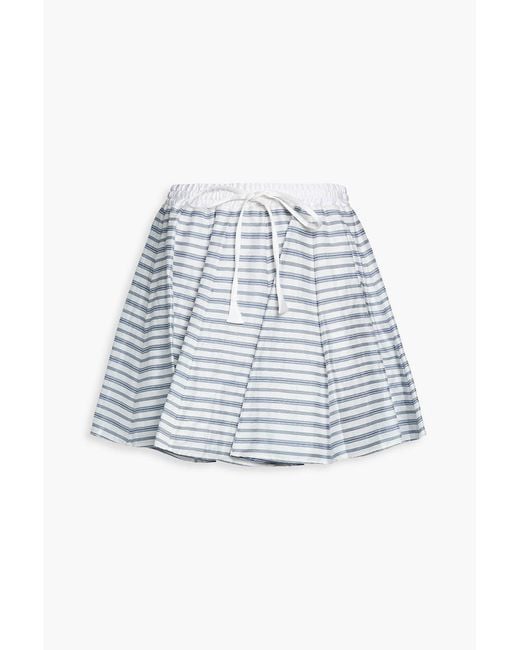 Sandro Blue Striped Linen-blend Mini Skirt